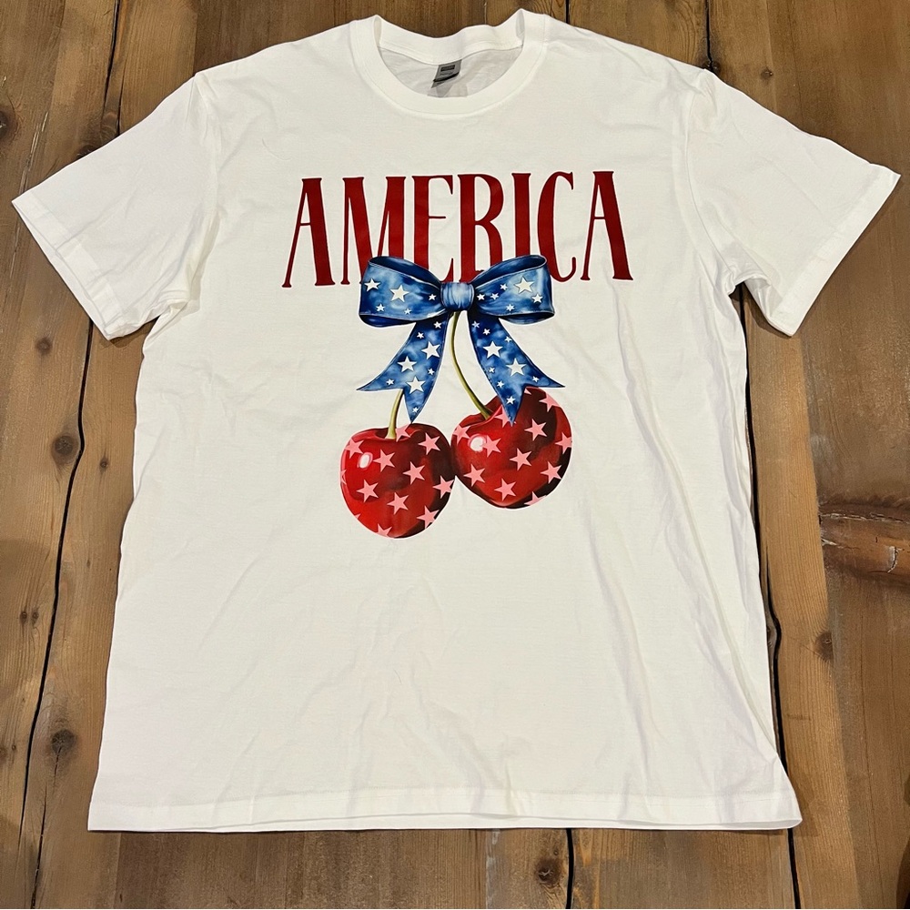 Digiprint America Patriotic Cherries Graphic T-Shirt